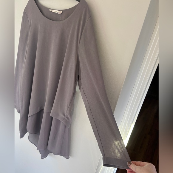 SOFT SURROUNDINGS Asymmetric Mayfair Tunic Top Lagenlook Boho Art Wear Gray Sz L - Picture 8 of 15